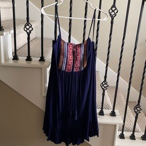 Blue Sun Dress. Embroidery detail.